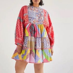 Anthropologie Patchwork Long Sleeve Mini Dress size 3X